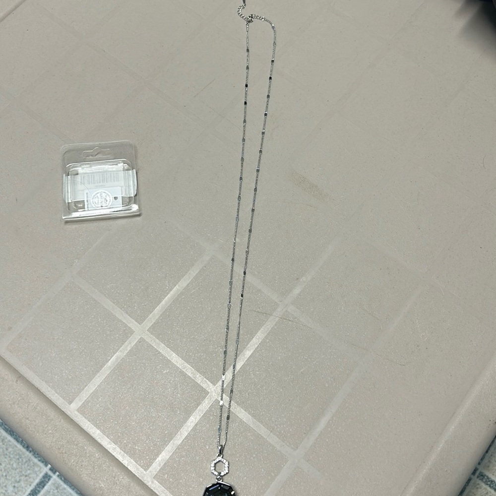 Silver Night Geo Pendant Necklace with Swarovski crystals - Picture 2 of 8